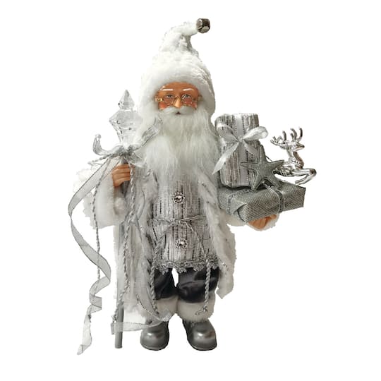 Santa's Workshop 15" Silver Gift Bearer Santa By Santasworkshop | 10" x 7" x 15" | Michaels®